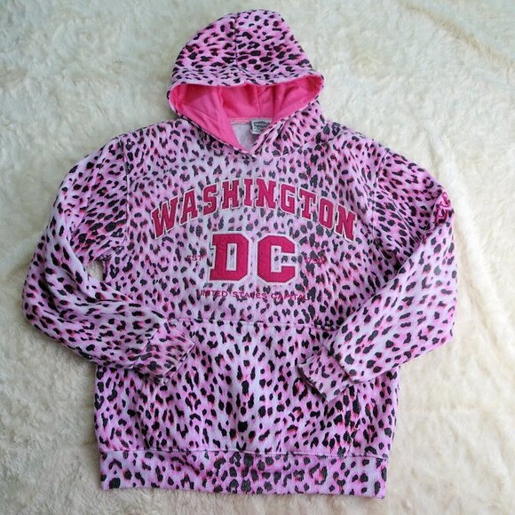 Washington DC Pink Leopard Hoodie Size Medium - Picture 1 of 6